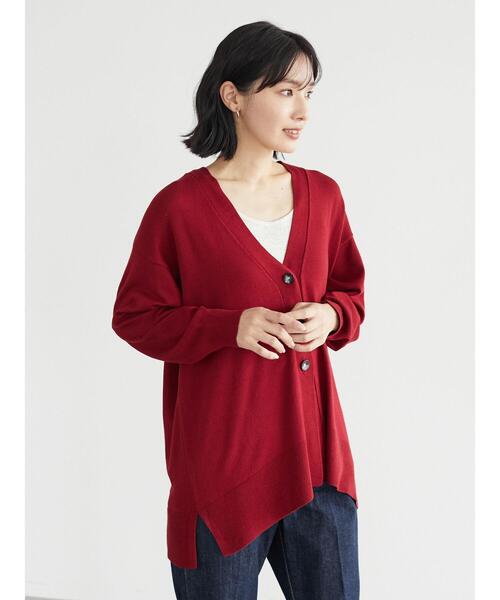 Green　Parks（グリーンパークス）の「洗えるニットミディ丈カーディガン＊（カーディガン/ボレロ・レディース・ブラック/ベージュ/レッド/グリーン・FREE）」の22枚目の写真