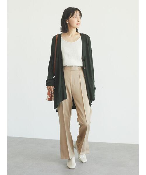 Green　Parks（グリーンパークス）の「洗えるニットミディ丈カーディガン＊（カーディガン/ボレロ・レディース・ブラック/ベージュ/レッド/グリーン・FREE）」の10枚目の写真