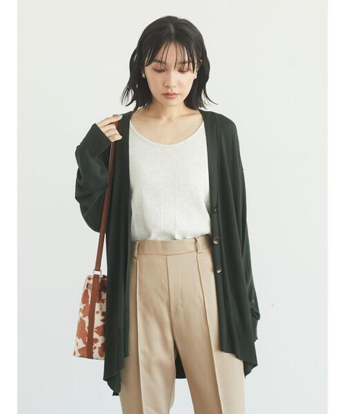 Green　Parks（グリーンパークス）の「洗えるニットミディ丈カーディガン＊（カーディガン/ボレロ・レディース・ブラック/ベージュ/レッド/グリーン・FREE）」の6枚目の写真