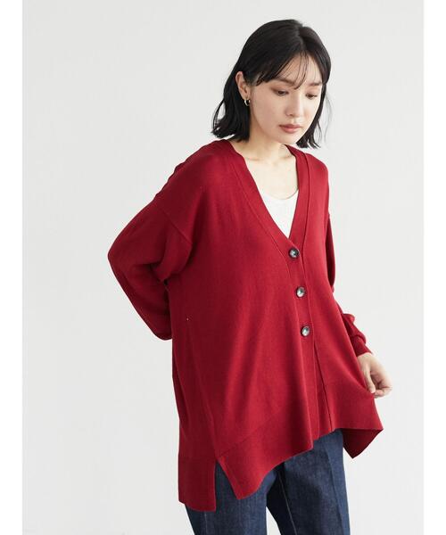 Green　Parks（グリーンパークス）の「洗えるニットミディ丈カーディガン＊（カーディガン/ボレロ・レディース・ブラック/ベージュ/レッド/グリーン・FREE）」の18枚目の写真