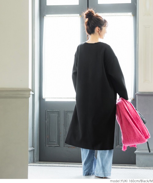 coca（coca）（コカ）の「シンプルコーディガン（ノーカラーコート・レディース・チャコールグレー/ブラック/マスタード・M/L）」の12枚目の写真