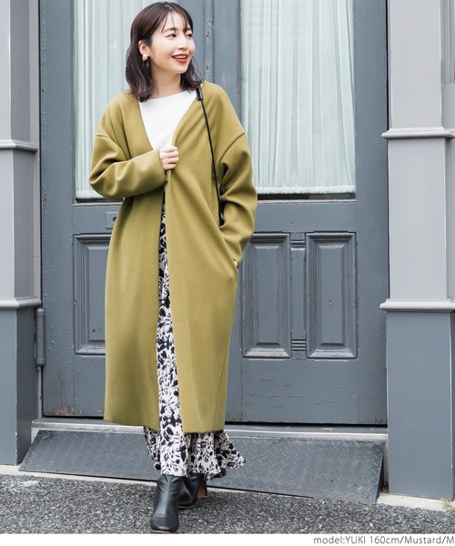 coca（coca）（コカ）の「シンプルコーディガン（ノーカラーコート・レディース・チャコールグレー/ブラック/マスタード・M/L）」の17枚目の写真