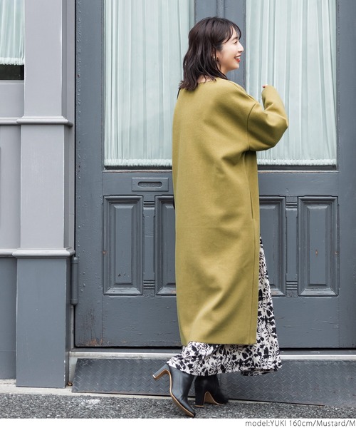 coca（coca）（コカ）の「シンプルコーディガン（ノーカラーコート・レディース・チャコールグレー/ブラック/マスタード・M/L）」の15枚目の写真