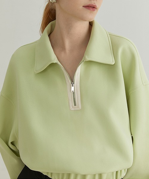 Fano Studios（ファノ ストゥディオズ）の「【Fano Studios】Zipper polo collar vivid sweater FQ21S059（スウェット・レディース・ライトグリーン・S/L/M）」の4枚目の写真