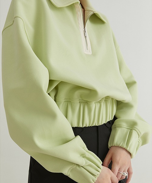 Fano Studios（ファノ ストゥディオズ）の「【Fano Studios】Zipper polo collar vivid sweater FQ21S059（スウェット・レディース・ライトグリーン・S/L/M）」の11枚目の写真