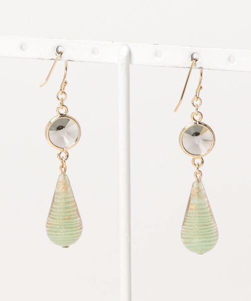tone(トーン)の「【Le soleil】大人グリーン ベネチアンビーズピアス(MA)(ピアス(両耳用)・レディース・クリア/ブラック系その他・FREE)」の5枚目の写真