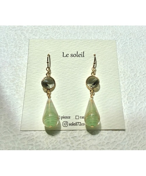 tone(トーン)の「【Le soleil】大人グリーン ベネチアンビーズピアス(MA)(ピアス(両耳用)・レディース・クリア/ブラック系その他・FREE)」の4枚目の写真