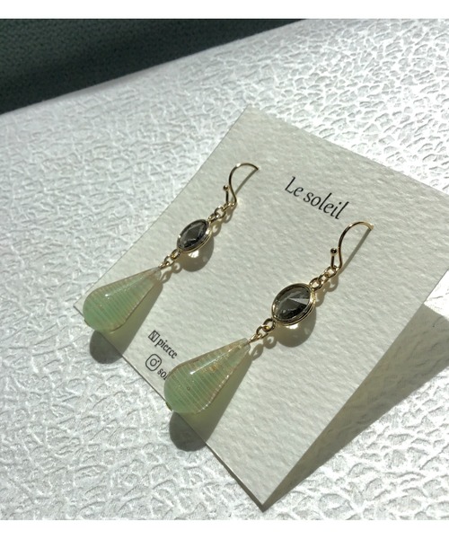 tone(トーン)の「【Le soleil】大人グリーン ベネチアンビーズピアス(MA)(ピアス(両耳用)・レディース・クリア/ブラック系その他・FREE)」の6枚目の写真