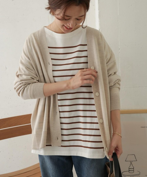 URBAN RESEARCH DOORS(アーバンリサーチドアーズ)の「ウールワイドVネックカーディガン(カーディガン/ボレロ・レディース・オートミール/ダークブラウン/ライトグレー・ONE)」の14枚目の写真