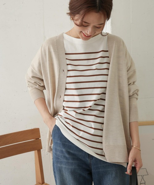 URBAN RESEARCH DOORS(アーバンリサーチドアーズ)の「ウールワイドVネックカーディガン(カーディガン/ボレロ・レディース・オートミール/ダークブラウン/ライトグレー・ONE)」の15枚目の写真