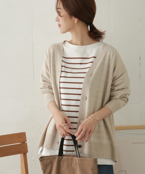 URBAN RESEARCH DOORS(アーバンリサーチドアーズ)の「ウールワイドVネックカーディガン(カーディガン/ボレロ・レディース・オートミール/ダークブラウン/ライトグレー・ONE)」の16枚目の写真