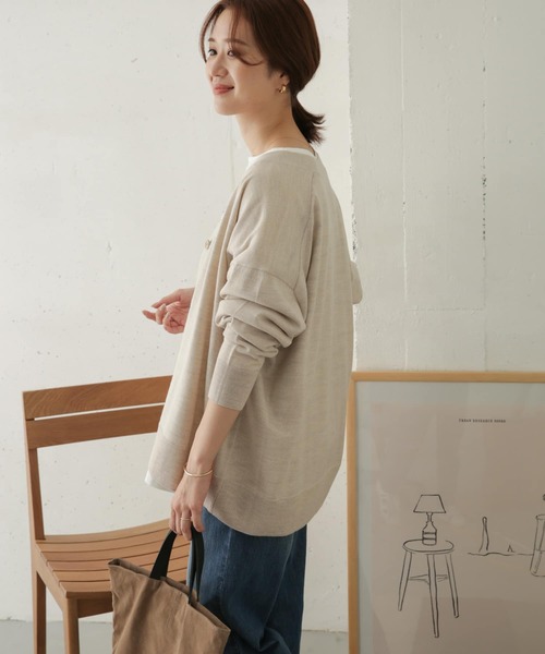 URBAN RESEARCH DOORS(アーバンリサーチドアーズ)の「ウールワイドVネックカーディガン(カーディガン/ボレロ・レディース・オートミール/ダークブラウン/ライトグレー・ONE)」の17枚目の写真