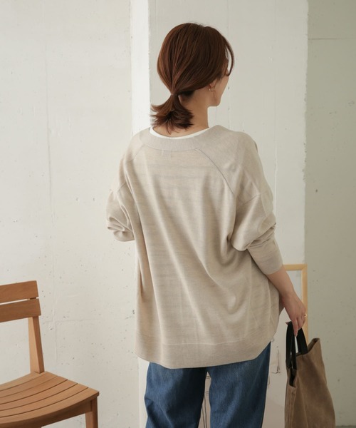 URBAN RESEARCH DOORS(アーバンリサーチドアーズ)の「ウールワイドVネックカーディガン(カーディガン/ボレロ・レディース・オートミール/ダークブラウン/ライトグレー・ONE)」の18枚目の写真