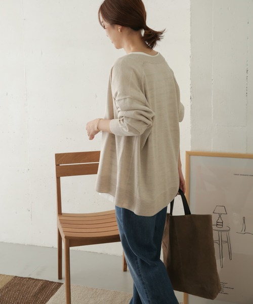 URBAN RESEARCH DOORS(アーバンリサーチドアーズ)の「ウールワイドVネックカーディガン(カーディガン/ボレロ・レディース・オートミール/ダークブラウン/ライトグレー・ONE)」の19枚目の写真