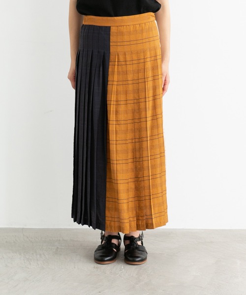 note et silence （ノートエシロンス）の「◇【 AMB100貨 】RNチェックカラーコンビネーションプリーツスカート（スカート・レディース・ブラウン系その他/ブルー系その他/ピンク系その他・FREE）」の2枚目の写真