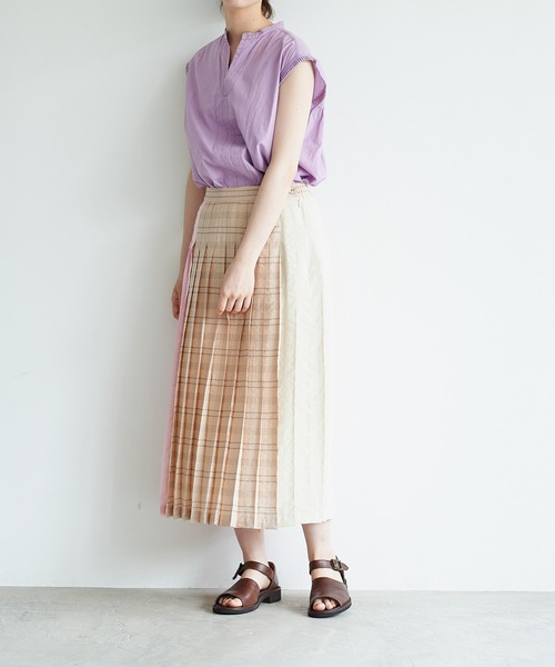 note et silence （ノートエシロンス）の「◇【 AMB100貨 】RNチェックカラーコンビネーションプリーツスカート（スカート・レディース・ブラウン系その他/ブルー系その他/ピンク系その他・FREE）」の12枚目の写真