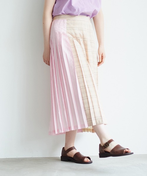 note et silence （ノートエシロンス）の「◇【 AMB100貨 】RNチェックカラーコンビネーションプリーツスカート（スカート・レディース・ブラウン系その他/ブルー系その他/ピンク系その他・FREE）」の21枚目の写真