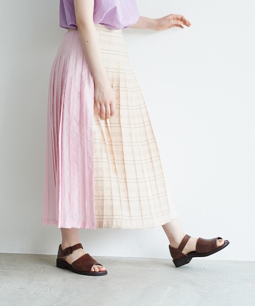 note et silence （ノートエシロンス）の「◇【 AMB100貨 】RNチェックカラーコンビネーションプリーツスカート（スカート・レディース・ブラウン系その他/ブルー系その他/ピンク系その他・FREE）」の18枚目の写真