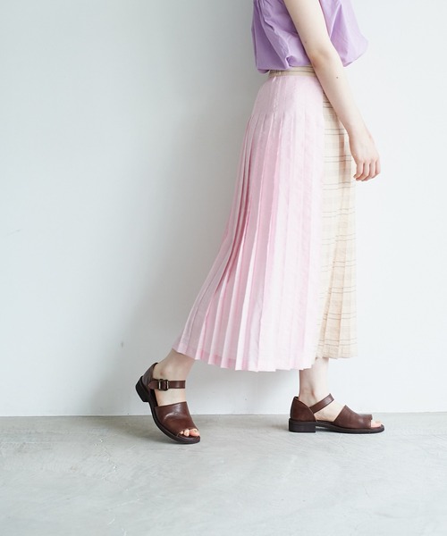 note et silence （ノートエシロンス）の「◇【 AMB100貨 】RNチェックカラーコンビネーションプリーツスカート（スカート・レディース・ブラウン系その他/ブルー系その他/ピンク系その他・FREE）」の4枚目の写真