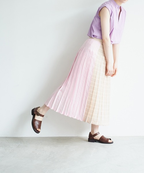 note et silence （ノートエシロンス）の「◇【 AMB100貨 】RNチェックカラーコンビネーションプリーツスカート（スカート・レディース・ブラウン系その他/ブルー系その他/ピンク系その他・FREE）」の10枚目の写真