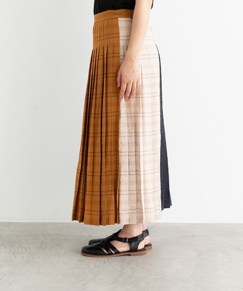 note et silence （ノートエシロンス）の「◇【 AMB100貨 】RNチェックカラーコンビネーションプリーツスカート（スカート・レディース・ブラウン系その他/ブルー系その他/ピンク系その他・FREE）」の13枚目の写真