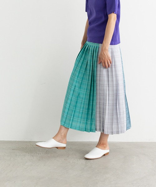 note et silence （ノートエシロンス）の「◇【 AMB100貨 】RNチェックカラーコンビネーションプリーツスカート（スカート・レディース・ブラウン系その他/ブルー系その他/ピンク系その他・FREE）」の17枚目の写真