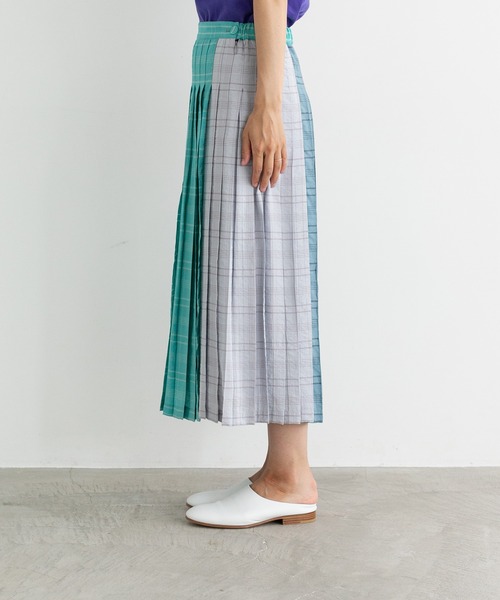 note et silence （ノートエシロンス）の「◇【 AMB100貨 】RNチェックカラーコンビネーションプリーツスカート（スカート・レディース・ブラウン系その他/ブルー系その他/ピンク系その他・FREE）」の9枚目の写真