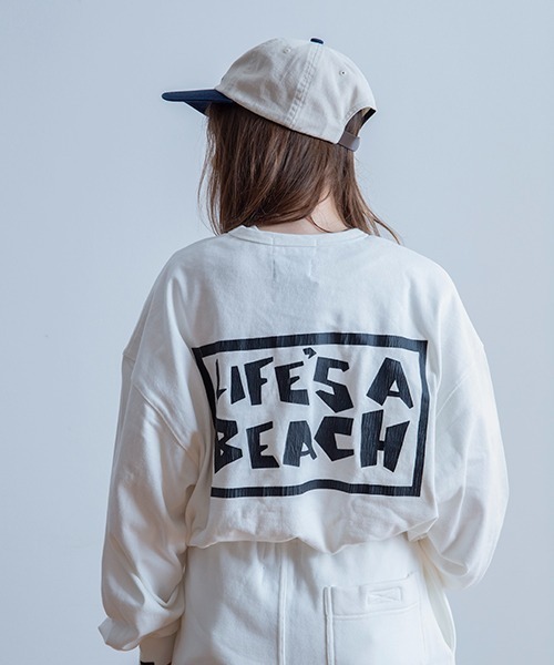 LIFE'S A BEACH（ライフズアビーチ）の「Universal Style Wear × Life's a Beach /ライフズアビーチ コラボ ロンT（Tシャツ/カットソー・メンズ・カーキ/スミクロ/オフホワイト/ネイビー・MEDIUM/X-LARGE/LARGE）」の5枚目の写真