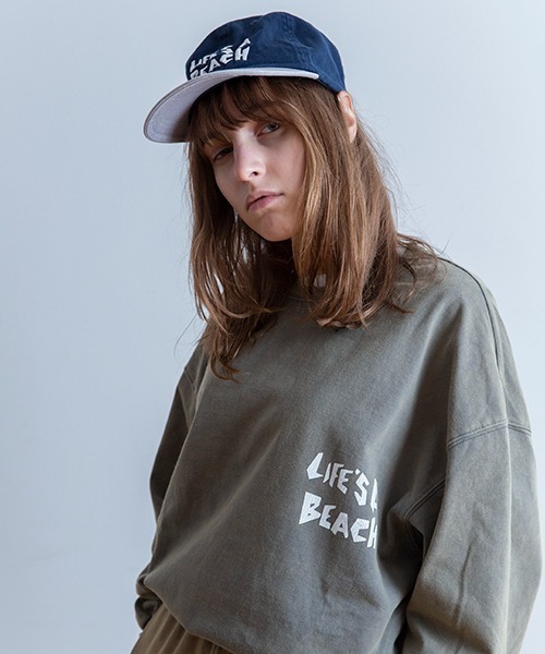 LIFE'S A BEACH（ライフズアビーチ）の「Universal Style Wear × Life's a Beach /ライフズアビーチ コラボ ロンT（Tシャツ/カットソー・メンズ・カーキ/スミクロ/オフホワイト/ネイビー・MEDIUM/X-LARGE/LARGE）」の8枚目の写真