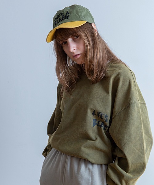 LIFE'S A BEACH（ライフズアビーチ）の「Universal Style Wear × Life's a Beach /ライフズアビーチ コラボ ロンT（Tシャツ/カットソー・メンズ・カーキ/スミクロ/オフホワイト/ネイビー・MEDIUM/X-LARGE/LARGE）」の11枚目の写真