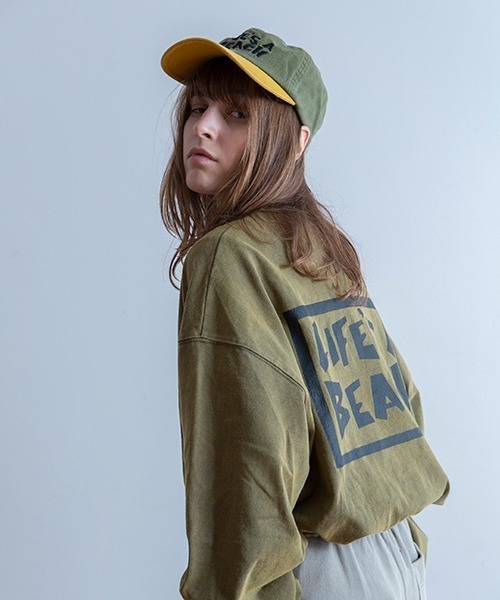 LIFE'S A BEACH（ライフズアビーチ）の「Universal Style Wear × Life's a Beach /ライフズアビーチ コラボ ロンT（Tシャツ/カットソー・メンズ・カーキ/スミクロ/オフホワイト/ネイビー・MEDIUM/X-LARGE/LARGE）」の12枚目の写真