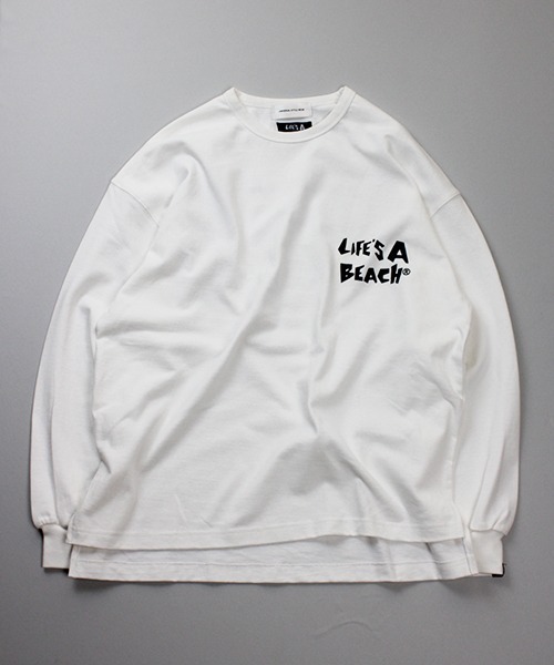 LIFE'S A BEACH（ライフズアビーチ）の「Universal Style Wear × Life's a Beach /ライフズアビーチ コラボ ロンT（Tシャツ/カットソー・メンズ・カーキ/スミクロ/オフホワイト/ネイビー・MEDIUM/X-LARGE/LARGE）」の13枚目の写真