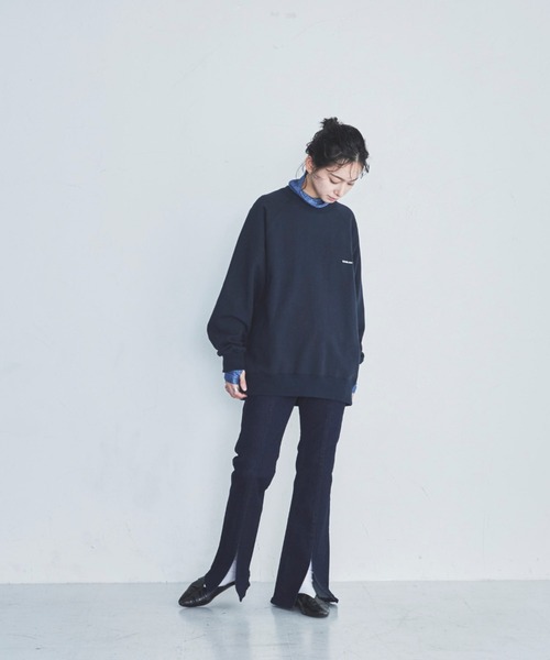 lautreamont BLEUBLANC（ロートレアモンブルーブラン）の「<lautreamont BLEUBLANC>スモールロゴ裏毛スウェット≪洗濯機で洗える≫（Tシャツ/カットソー・レディース・ネイビー/パープル/ブラウン・9号）」の6枚目の写真