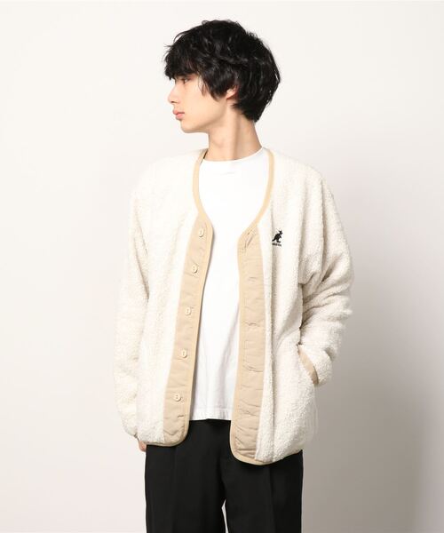 KANGOL(カンゴール)の「【KANGOL/カンゴール】プードルフリース ビッグシルエット ノーカラージャケット(ノーカラージャケット・メンズ・ブラック/ベージュ/アイボリー・MEDIUM/LARGE)」の1枚目の写真