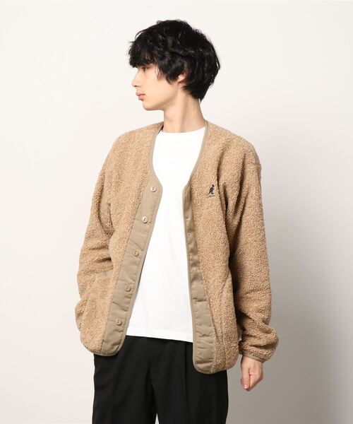 KANGOL(カンゴール)の「【KANGOL/カンゴール】プードルフリース ビッグシルエット ノーカラージャケット(ノーカラージャケット・メンズ・ブラック/ベージュ/アイボリー・MEDIUM/LARGE)」の3枚目の写真