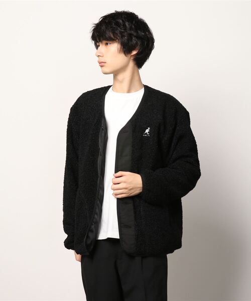 KANGOL(カンゴール)の「【KANGOL/カンゴール】プードルフリース ビッグシルエット ノーカラージャケット(ノーカラージャケット・メンズ・ブラック/ベージュ/アイボリー・MEDIUM/LARGE)」の2枚目の写真