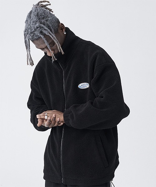 HARSH AND CRUEL（ハーシュアンドクルーエル）の「スタンドカラー ボアフリースジャケット HC21S58【Harsh and Cruel】（ブルゾン・メンズ・ブラック/ホワイト/ライトブルー・L/S/M/XL）」の2枚目の写真