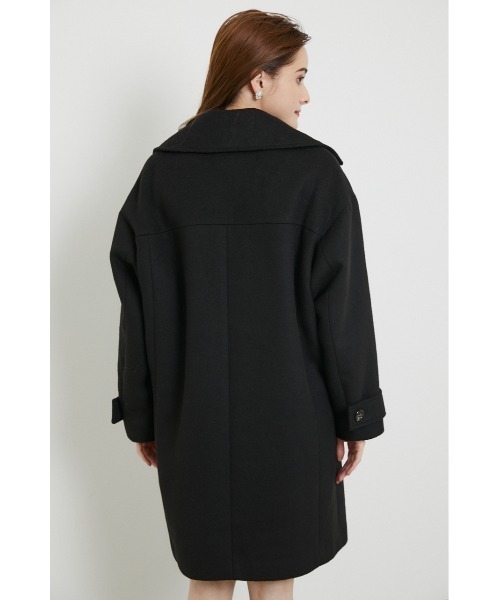 rienda（リエンダ）の「ルーズウールミックスピーコート（ピーコート・レディース・ブラック/ホワイト/ライトブラウン・MEDIUM/SMALL）」の4枚目の写真