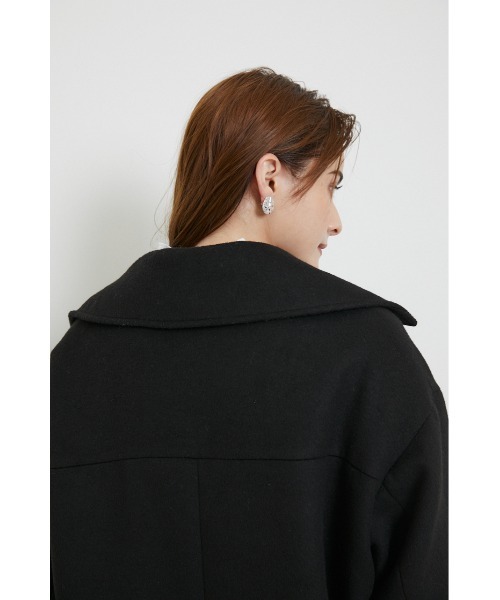 rienda（リエンダ）の「ルーズウールミックスピーコート（ピーコート・レディース・ブラック/ホワイト/ライトブラウン・MEDIUM/SMALL）」の6枚目の写真