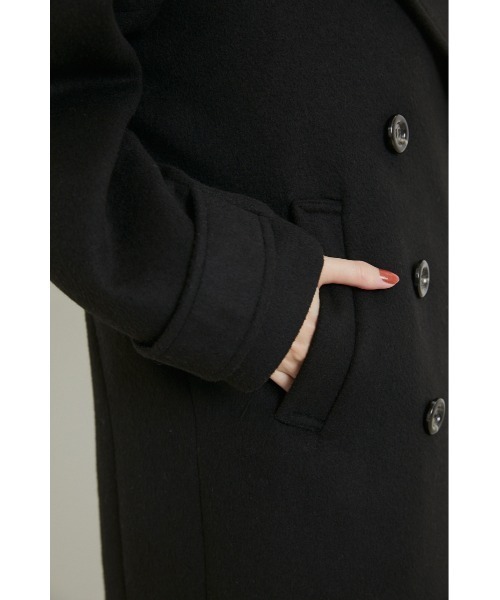 rienda（リエンダ）の「ルーズウールミックスピーコート（ピーコート・レディース・ブラック/ホワイト/ライトブラウン・MEDIUM/SMALL）」の8枚目の写真