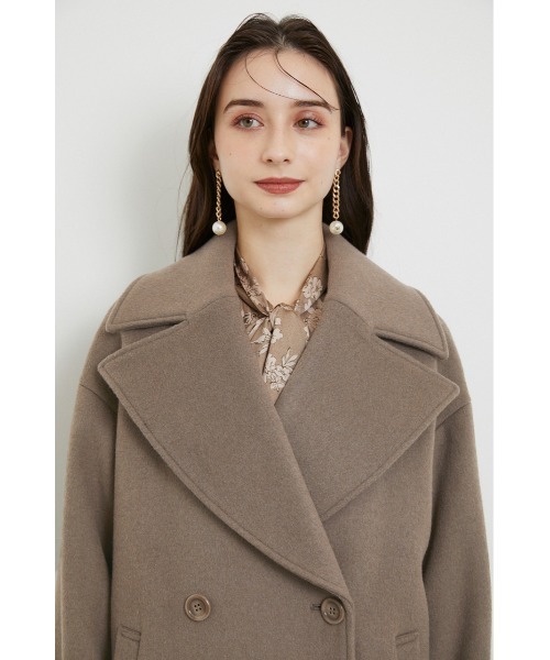 rienda（リエンダ）の「ルーズウールミックスピーコート（ピーコート・レディース・ブラック/ホワイト/ライトブラウン・MEDIUM/SMALL）」の13枚目の写真