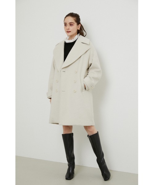 rienda（リエンダ）の「ルーズウールミックスピーコート（ピーコート・レディース・ブラック/ホワイト/ライトブラウン・MEDIUM/SMALL）」の19枚目の写真