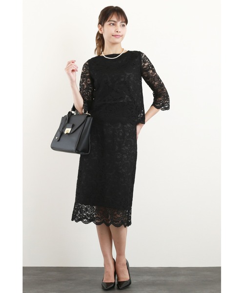 DRESS LAB（ドレスラボ）の「【2WAY/セレモニースーツ3点セット】ノーカラージャケット・レーストップス・レーススカート（スーツセット・レディース・ブラック/ベージュ/ネイビー・S/M/L）」の19枚目の写真