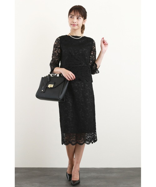 DRESS LAB（ドレスラボ）の「【2WAY/セレモニースーツ3点セット】ノーカラージャケット・レーストップス・レーススカート（スーツセット・レディース・ブラック/ベージュ/ネイビー・S/M/L）」の14枚目の写真