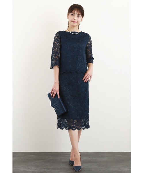 DRESS LAB（ドレスラボ）の「【2WAY/セレモニースーツ3点セット】ノーカラージャケット・レーストップス・レーススカート（スーツセット・レディース・ブラック/ベージュ/ネイビー・S/M/L）」の13枚目の写真