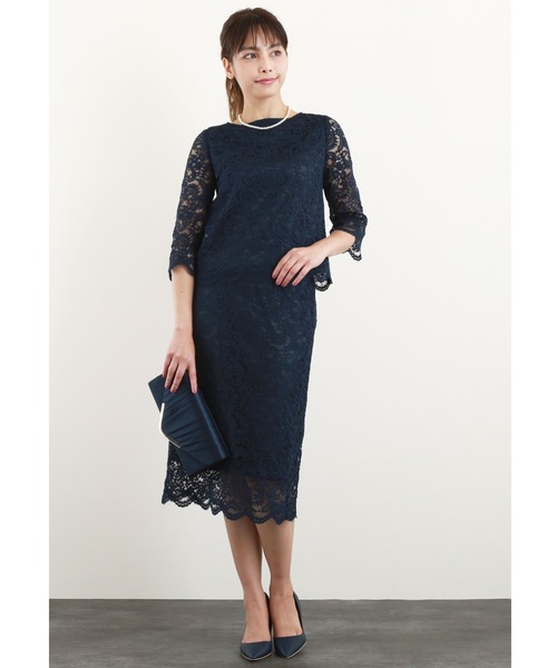 DRESS LAB（ドレスラボ）の「【2WAY/セレモニースーツ3点セット】ノーカラージャケット・レーストップス・レーススカート（スーツセット・レディース・ブラック/ベージュ/ネイビー・S/M/L）」の21枚目の写真