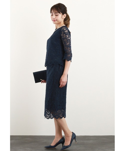 DRESS LAB（ドレスラボ）の「【2WAY/セレモニースーツ3点セット】ノーカラージャケット・レーストップス・レーススカート（スーツセット・レディース・ブラック/ベージュ/ネイビー・S/M/L）」の16枚目の写真