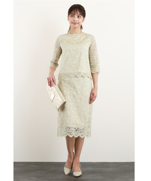 DRESS LAB（ドレスラボ）の「【2WAY/セレモニースーツ3点セット】ノーカラージャケット・レーストップス・レーススカート（スーツセット・レディース・ブラック/ベージュ/ネイビー・S/M/L）」の20枚目の写真