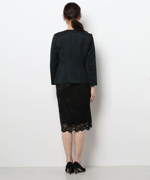 DRESS LAB（ドレスラボ）の「【2WAY/セレモニースーツ3点セット】ノーカラージャケット・レーストップス・レーススカート（スーツセット・レディース・ブラック/ベージュ/ネイビー・S/M/L）」の10枚目の写真