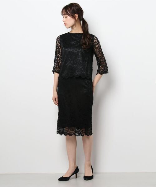 DRESS LAB（ドレスラボ）の「【2WAY/セレモニースーツ3点セット】ノーカラージャケット・レーストップス・レーススカート（スーツセット・レディース・ブラック/ベージュ/ネイビー・S/M/L）」の18枚目の写真